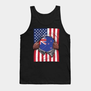 New Zealand Flag American Flag Ripped - Gift for New Zealander From New Zealand Tank Top